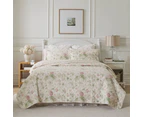 Laura Ashley Bed Breezy Floral Printed Coverlet Pillowcase Set Pink/Green - Pink/Green