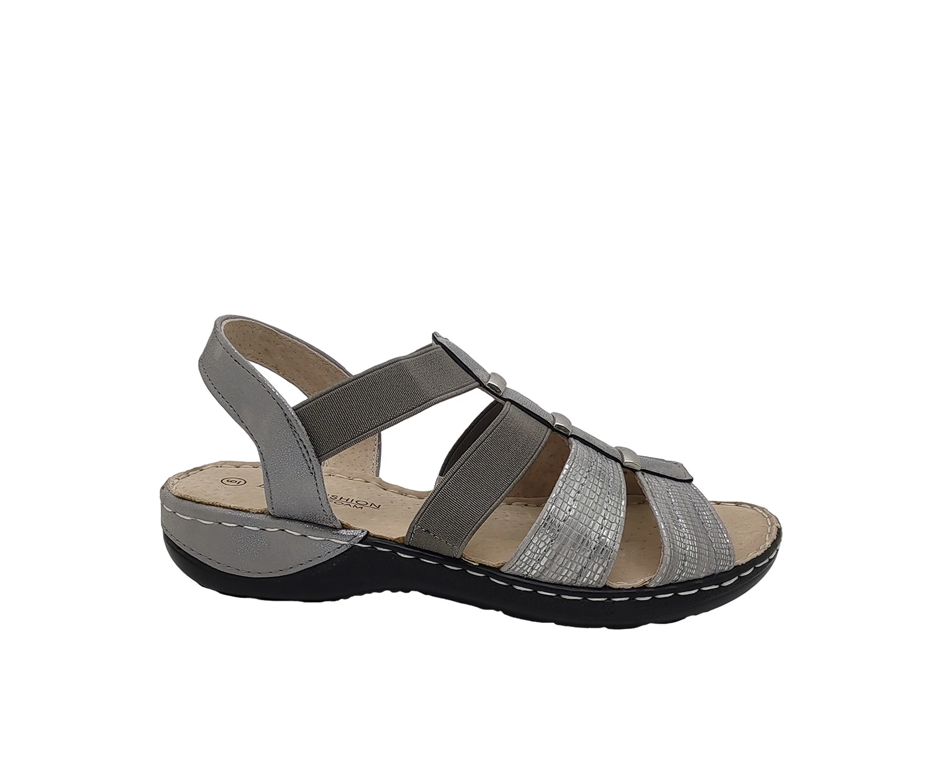 Aerocushion Mavid Ladies Shoes Strappy Sandals Slingback Lightweight Cushioned - Light Pewter