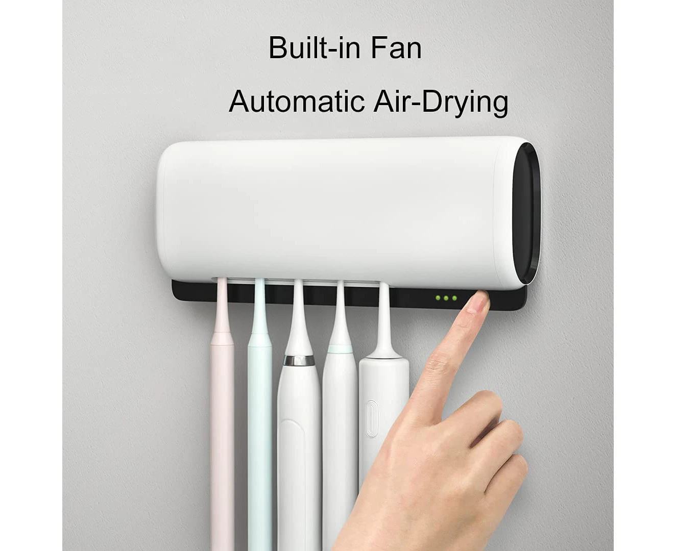 Disinfectant and rechargeable toothbrush holder, fan drying function support