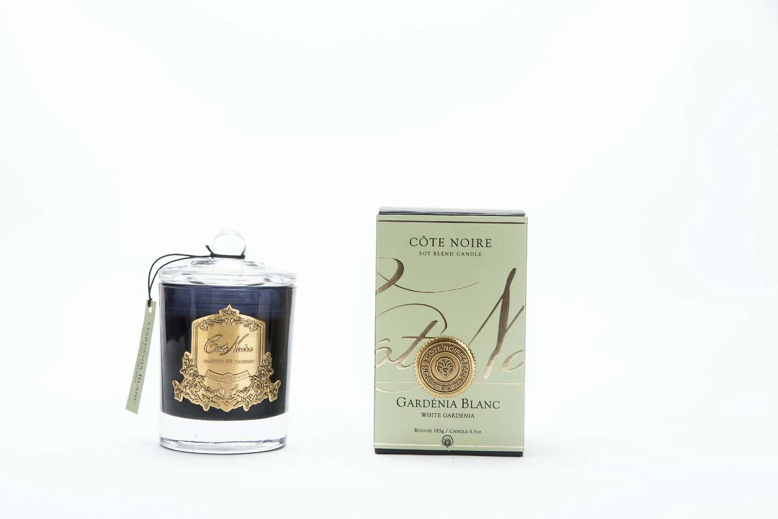 Cote Noire Candle Badged Gold 185 g - White Gardenia