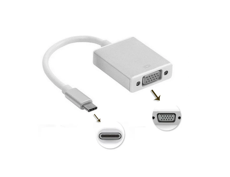 USB-C Thunderbolt 3 Male to VGA Female Adapter USB 3.1 Type-C Full HD Display Converter