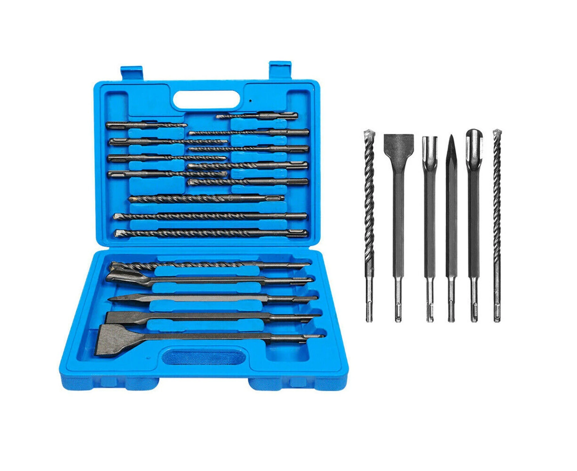 Heavy Duty Rotary Masonry Concrete Chisel Drill Bit Set Tools - 17pcs