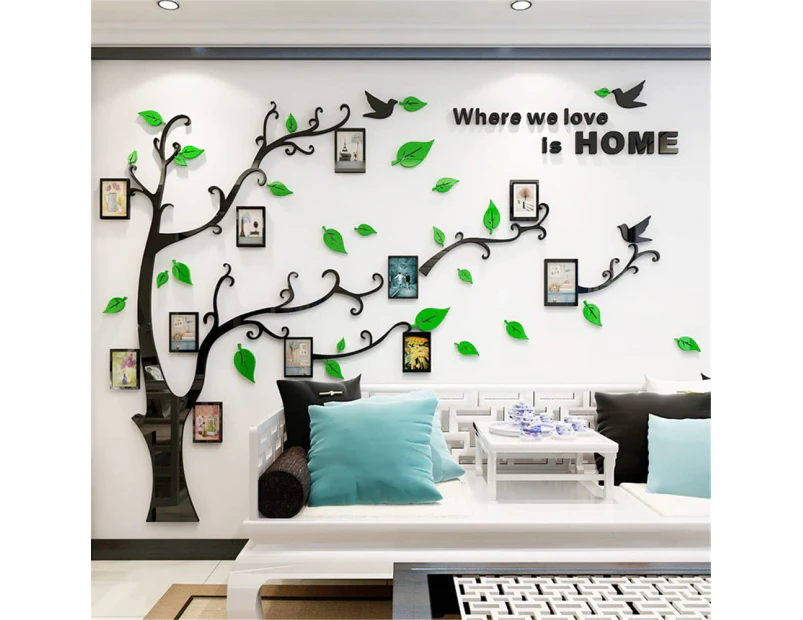 Wall Sticker Tree 3D DIY Wall Decal with Picture Frame Photo Tree Wall Sticker Wall Decoration for Home Children's Room Living Room Bedroom, green