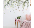 Green Plants Leaves Wall Decals Peel and Stick, Large Floral Flower Leaf Wall Stickers