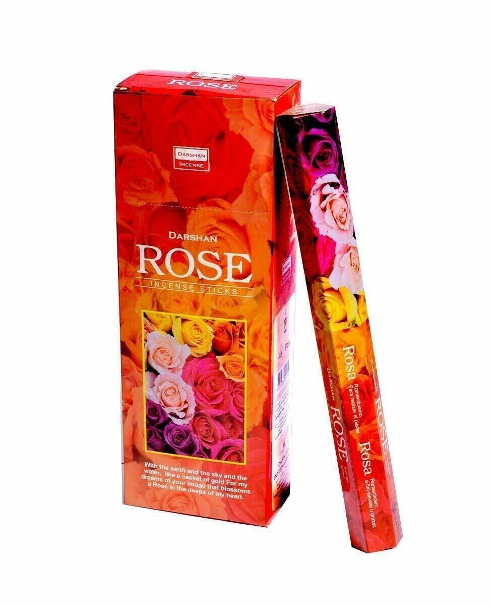 Darshan Rose Incense Fragrance Rosa Stick Natural India Essences Aroma 120 Stick