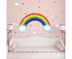 Rainbow Decals Wall Decals Colorful Cloud Stars Wall Art Stickers for Girls Bedroom Kids Baby Nursery Wall Decor GHOST