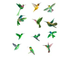12 Hummingbird Window Clings - Beautiful Anti-Collision Window Stickers - Non Adhesive and Reusable  Window Decals for Birds Strikes