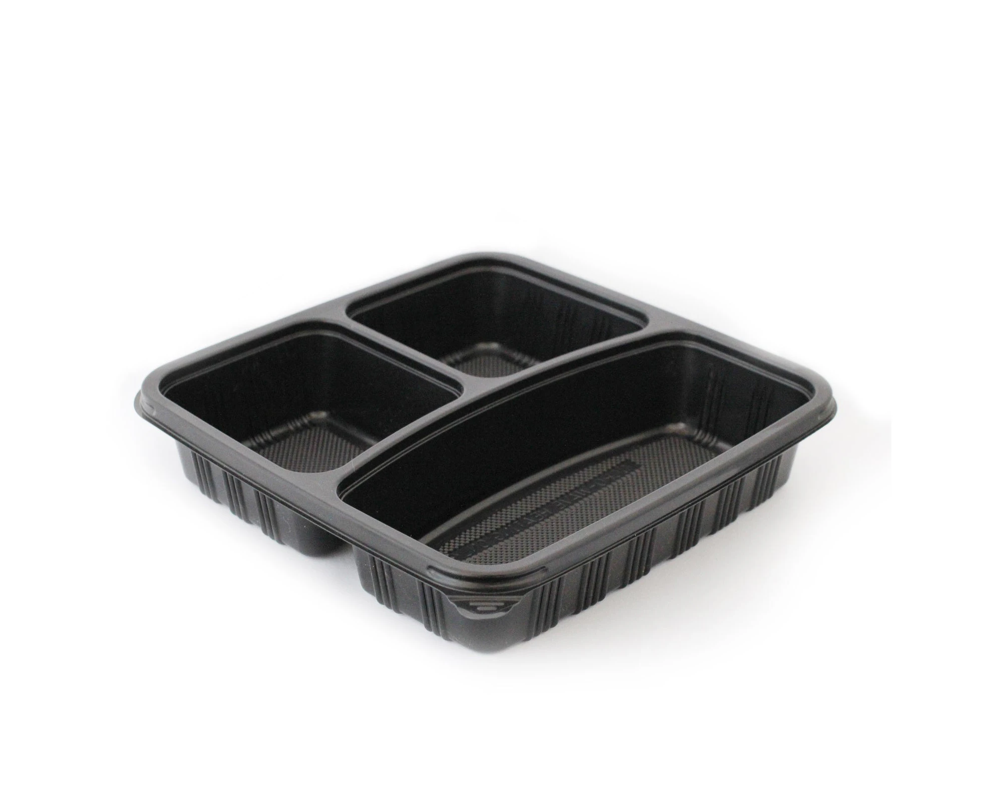 3 Compartment Containers Black - 150 Pcs