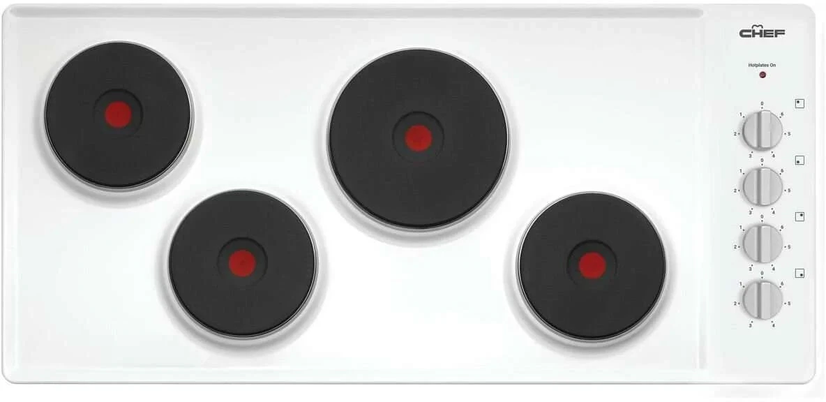 Chef 90cm Solid Element White Enamel Electric Cooktop CHS942WB