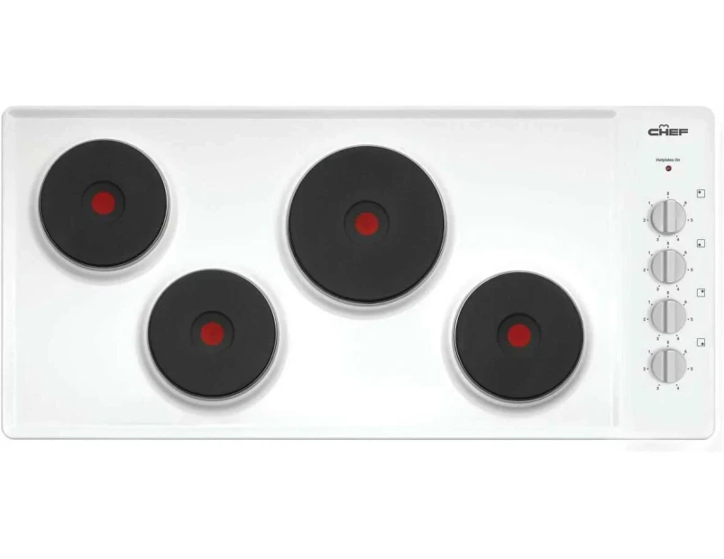 Chef 90cm Solid Element White Enamel Electric Cooktop CHS942WB