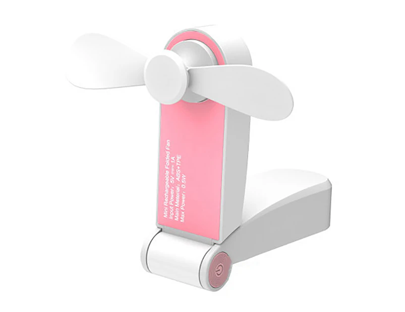Portable Handheld Mini USB Charging Fan Foldable Travel Desktop Summer Cool-Pink - Pink