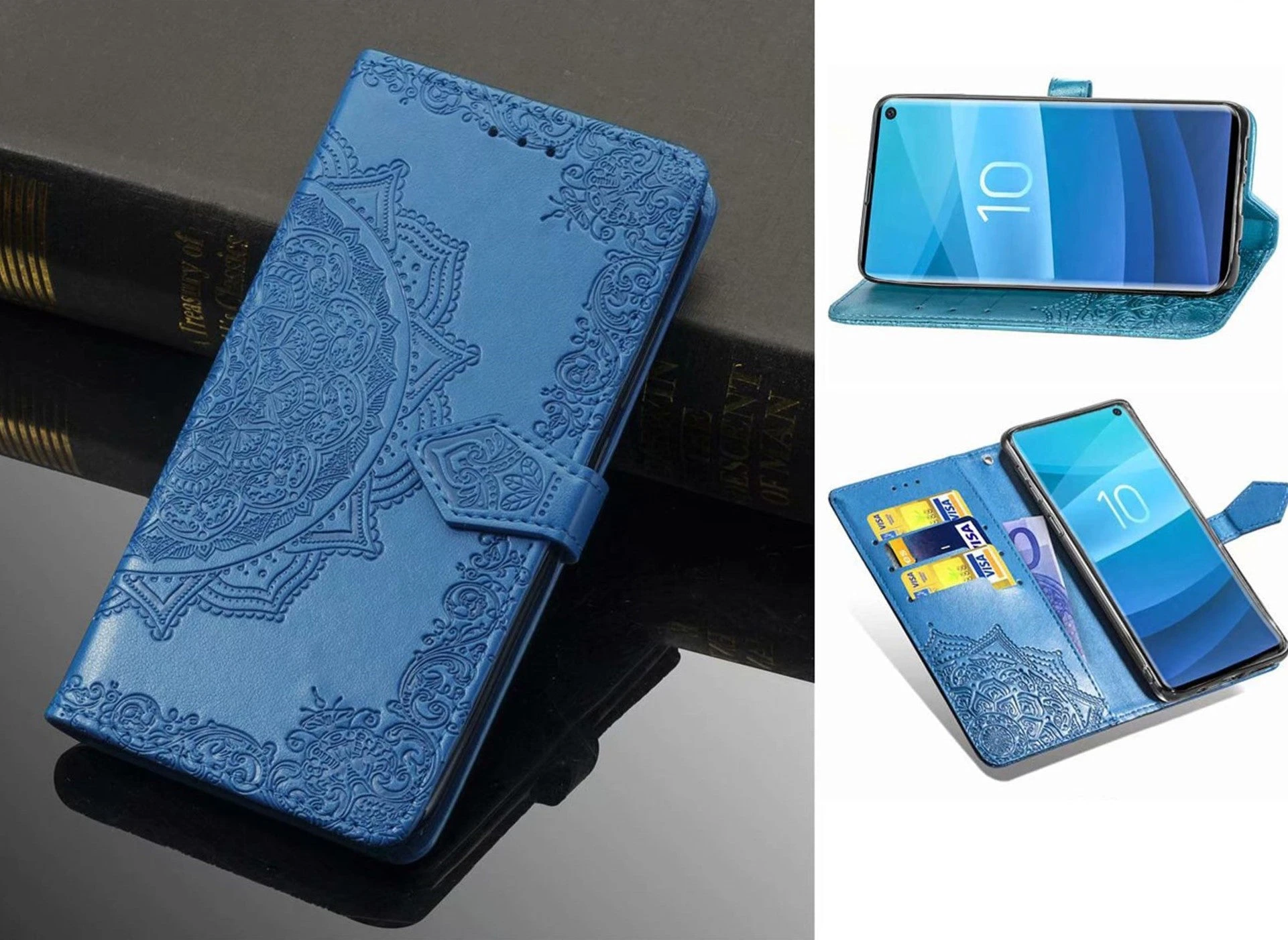 Oppo A16S Case Wallet Cover Blue