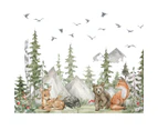 Mountain Wall Decals Large Tree Wall Decals Peel and Stick Forest Tree Woodland Animal Wall Decals for Kids Room Decor