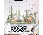 Mountain Wall Decals Large Tree Wall Decals Peel and Stick Forest Tree Woodland Animal Wall Decals for Kids Room Decor