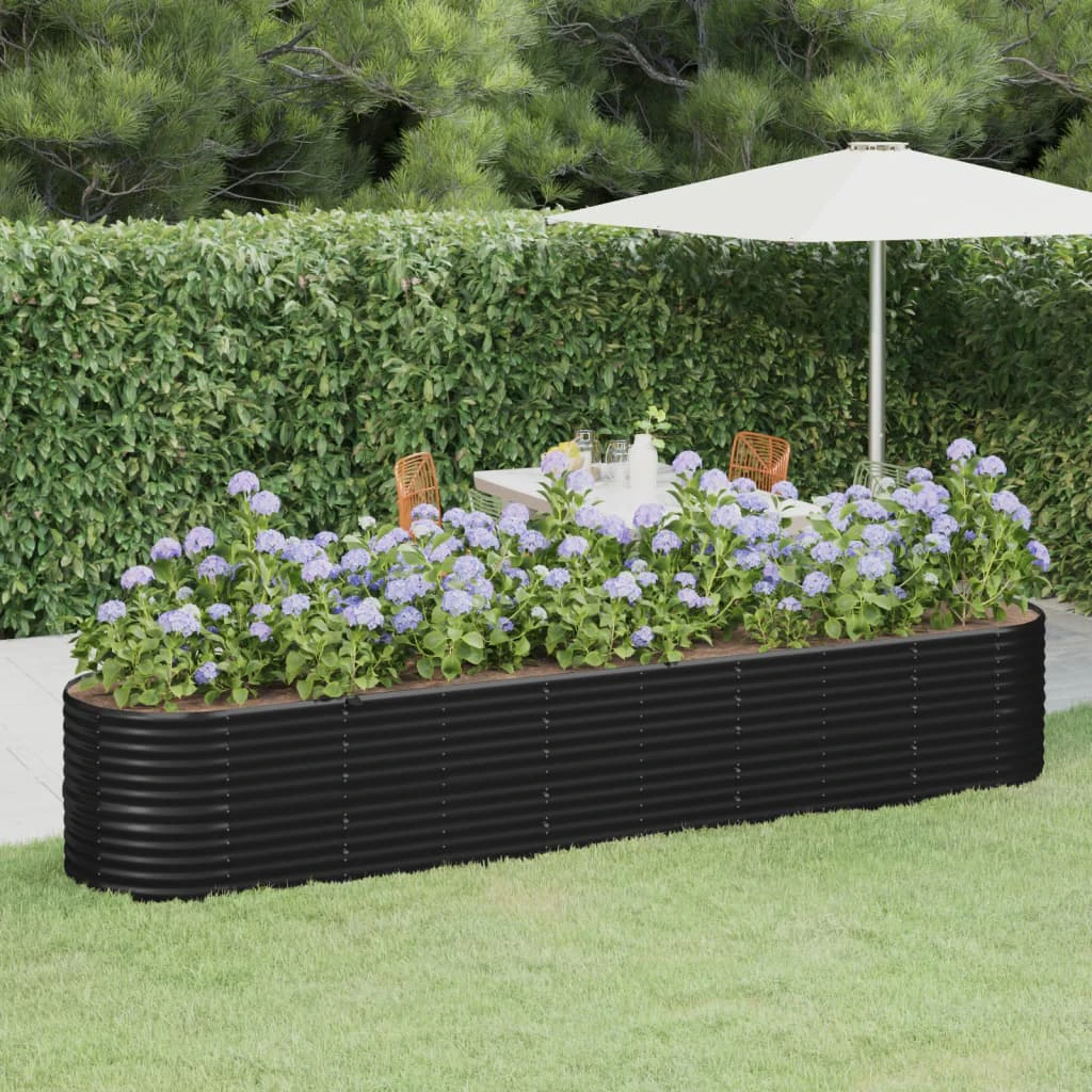 vidaXL Garden Raised Bed Powder-Coated Steel 368x80x68 cm Anthracite