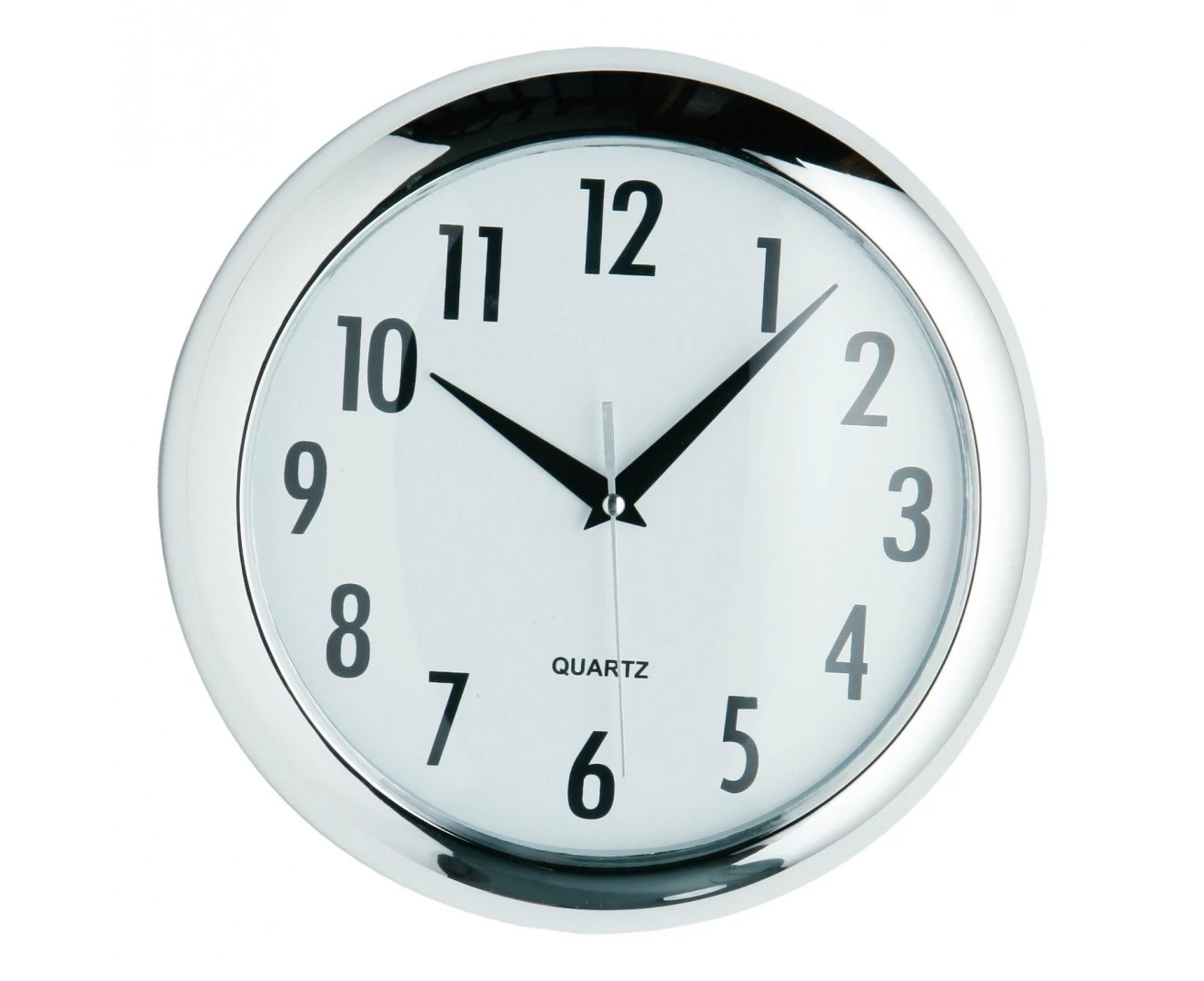 (1, 24 cm) - Premier Housewares Round Halo Wall Clock, 24 cm - Chrome Finish