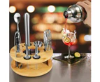 10Pcs Cocktail Shaker Set Bartender Kit with Rotating Bamboo and 10-Piece Stainless