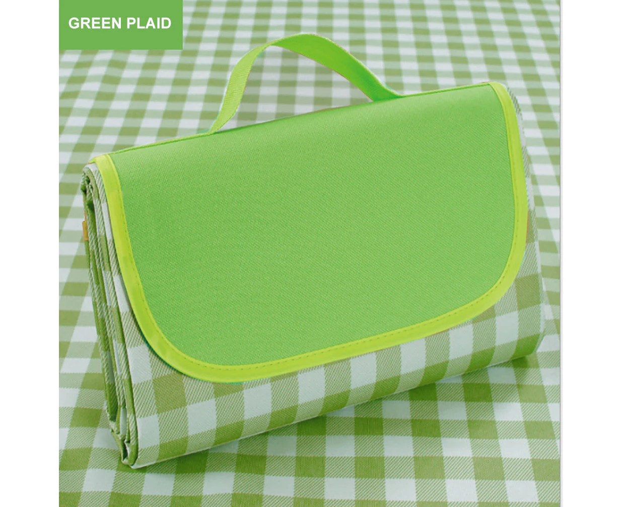 Large Waterproof Thickened Picnic Mat (green Grid)