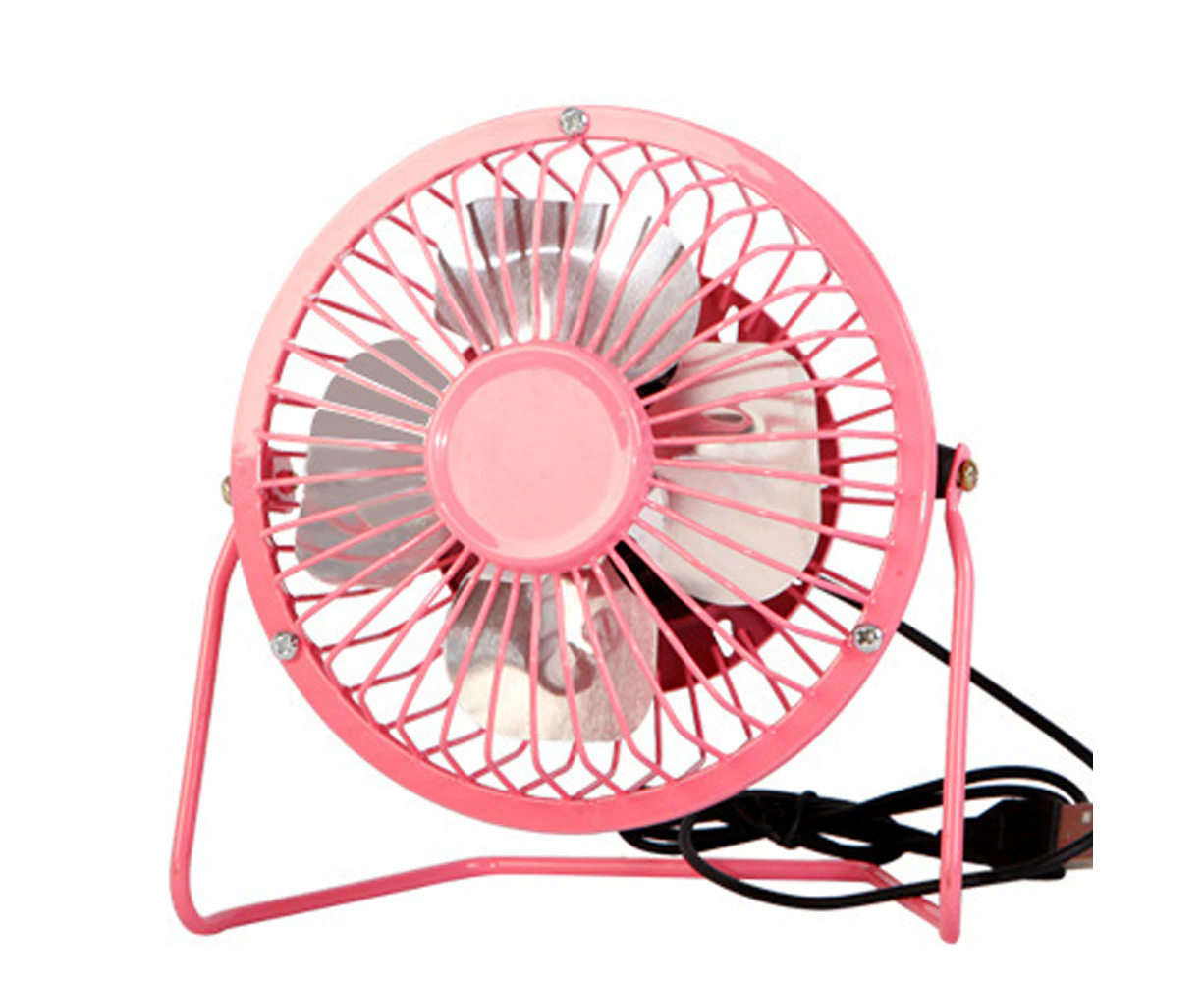 USB Fan, Portable Small Desk Fan, Mini Personal Fan with Two Speed Settings, Super Quiet Table Fan, Metal Design, 360° Up and Down - Pink