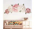 Watercolor Peony Flowers Wall Decals Floral Wall Stickers,White & Pink Flowers Wall Blossom Art Applique