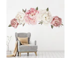 Watercolor Peony Flowers Wall Decals Floral Wall Stickers,White & Pink Flowers Wall Blossom Art Applique