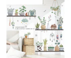 Green Pot Plants Leaves Wall Decals- Wall Stickers for Bedroom -Plant Decal for Walls Peel and Stick