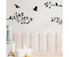 Wall Stickers for Bedroom-Tree Branches Wall Decals with Birds for Living Room, Woodland Nursery Decor(Black)