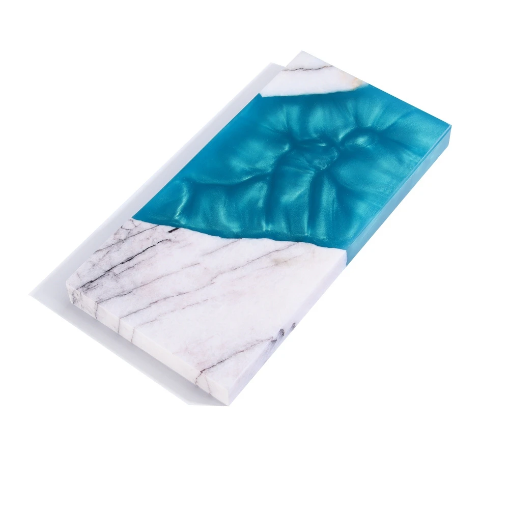 Tayli Marble Resin Art Coaster - Sky Blue - Large