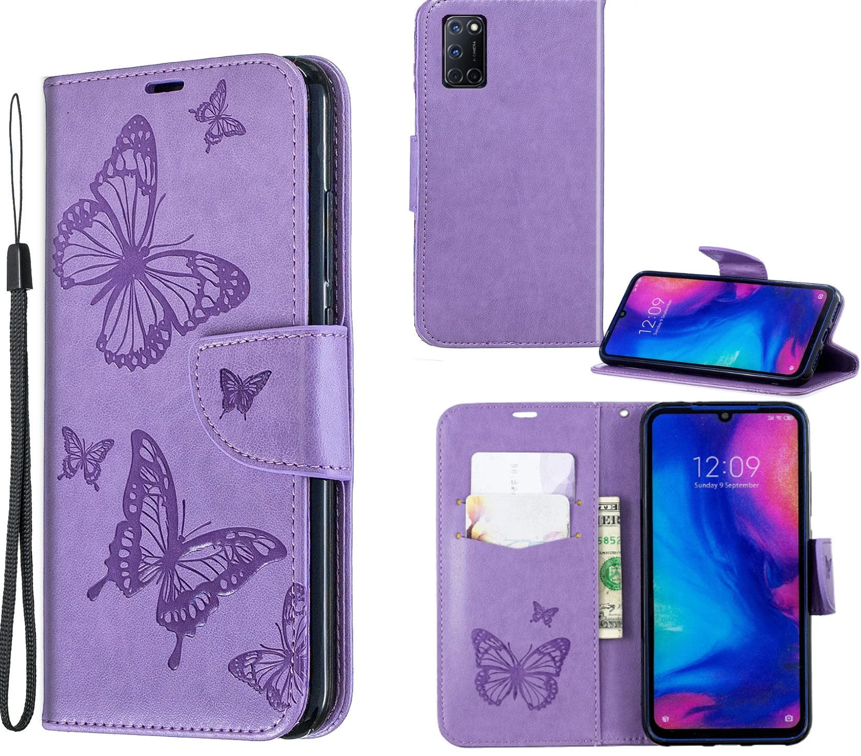 Oppo A52 Case Wallet Cover Purple