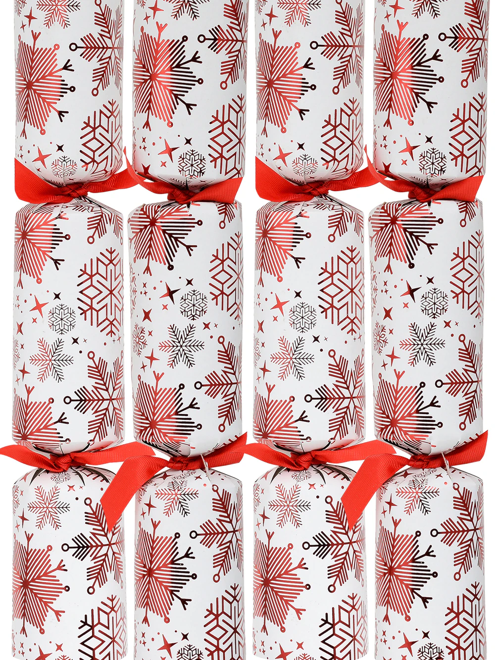 Red Snowflakes Pattern On White Christmas Cracker Bon Bons - 10 x 36cm