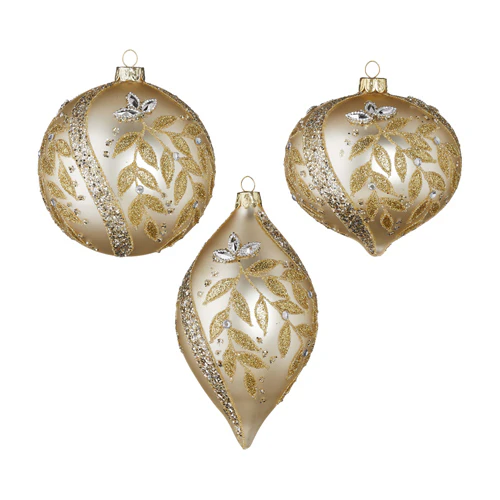 RAZ Gold Leaf Pattern Bauble 13cm (1pc 3A)