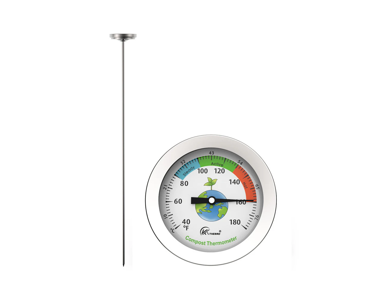 Soil thermometer stainless steel probe fertilizer thermometer extended food thermometer