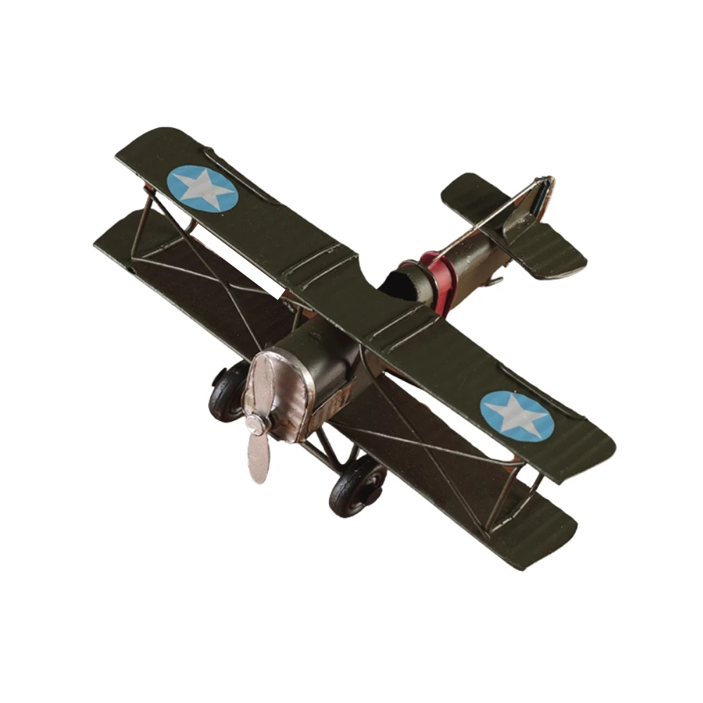 Vintage Retro Metal Diecast Green Berry President Biplane 16cm