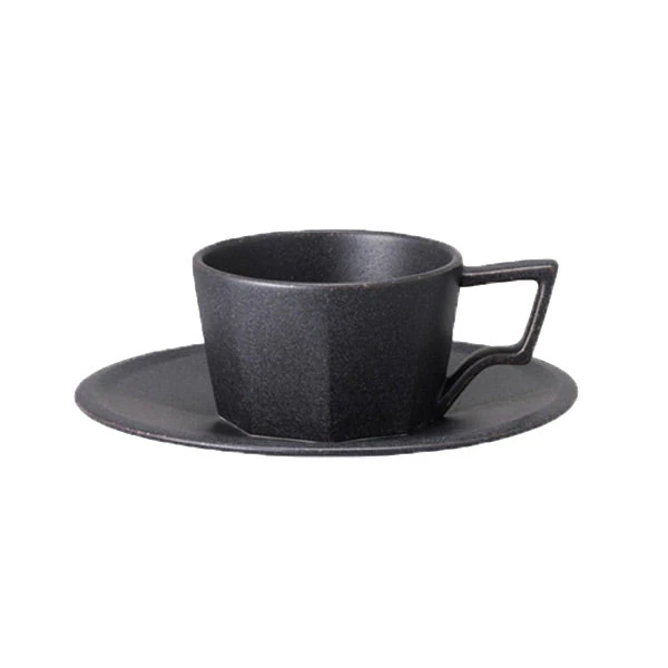 Kinto Oct Cup & Saucer Black - 80ml