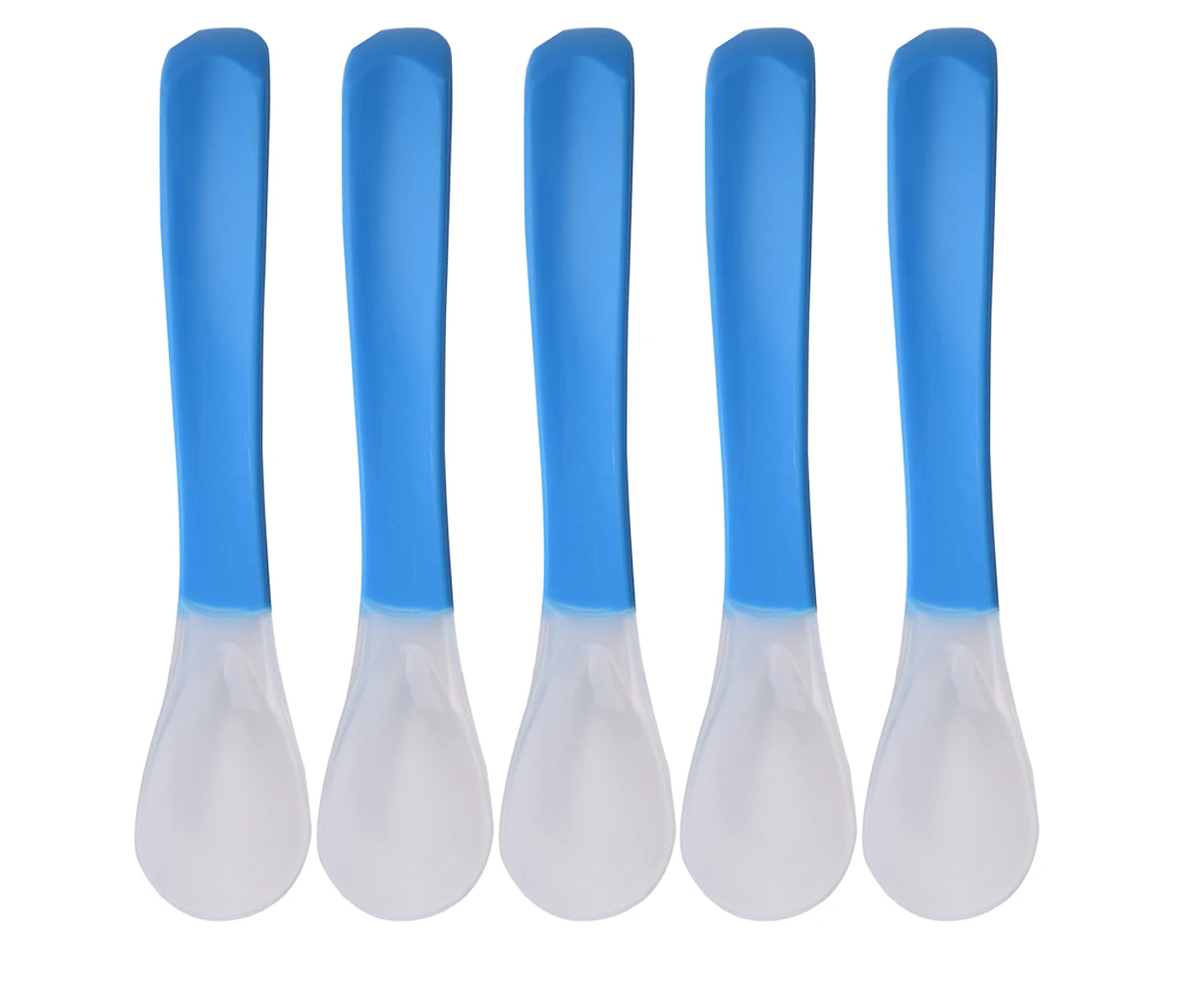 Soft Silicone Baby Spoons for First Stage Feeding, Essential Baby Utensils for Infants and Toddlers - Blue