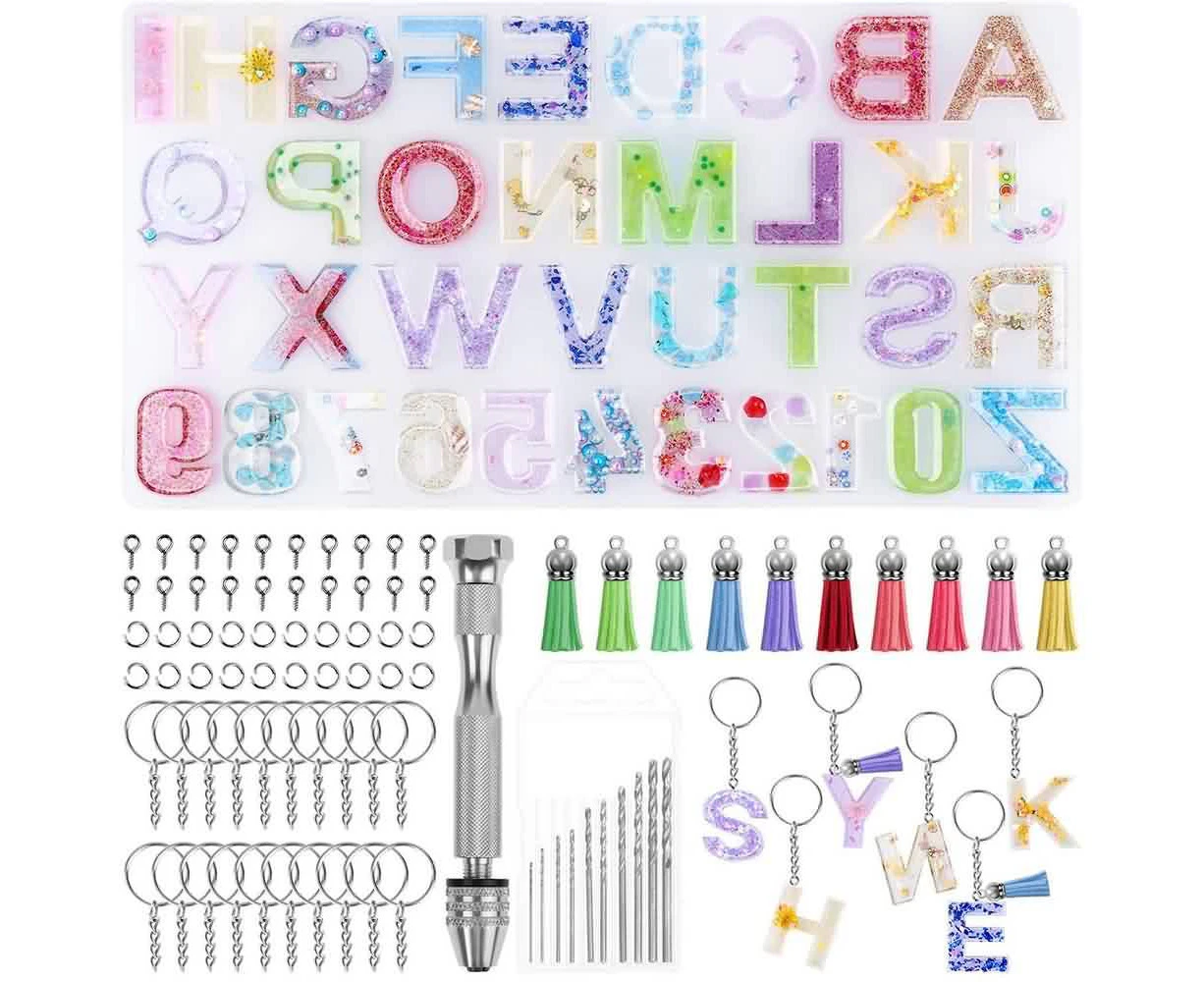 172pcs Silicone Mould Casting Letter Alphabet Number Epoxy Resin Molds Craft Kit