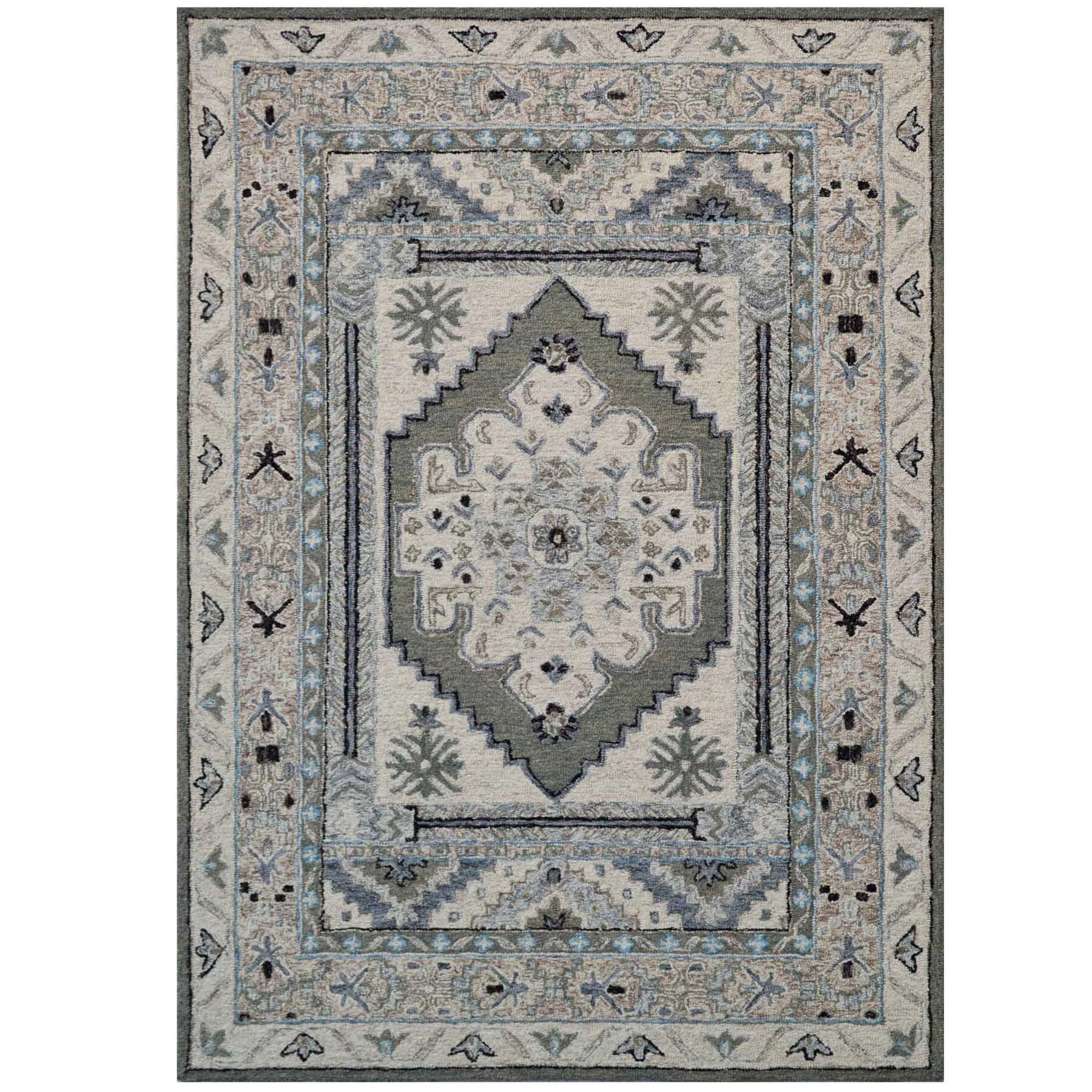 Pensacola Silver Transitional Vintage Wool Floor Rug - 3 Sizes - Grey