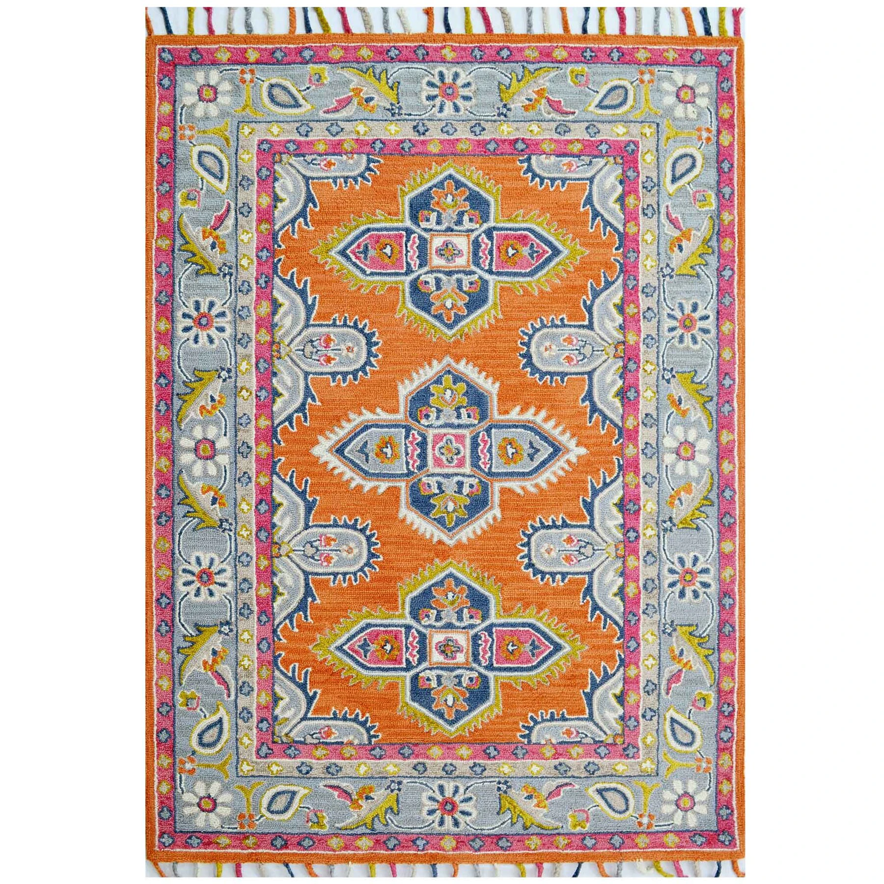 Pensacola Colourful Transitional Vintage Wool Floor Rug - 3 Sizes - Multicoloured