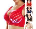 Striped Push Up Full Coverage Bra Women Wireless Brassiere Underwear Bralette-Flesh Color