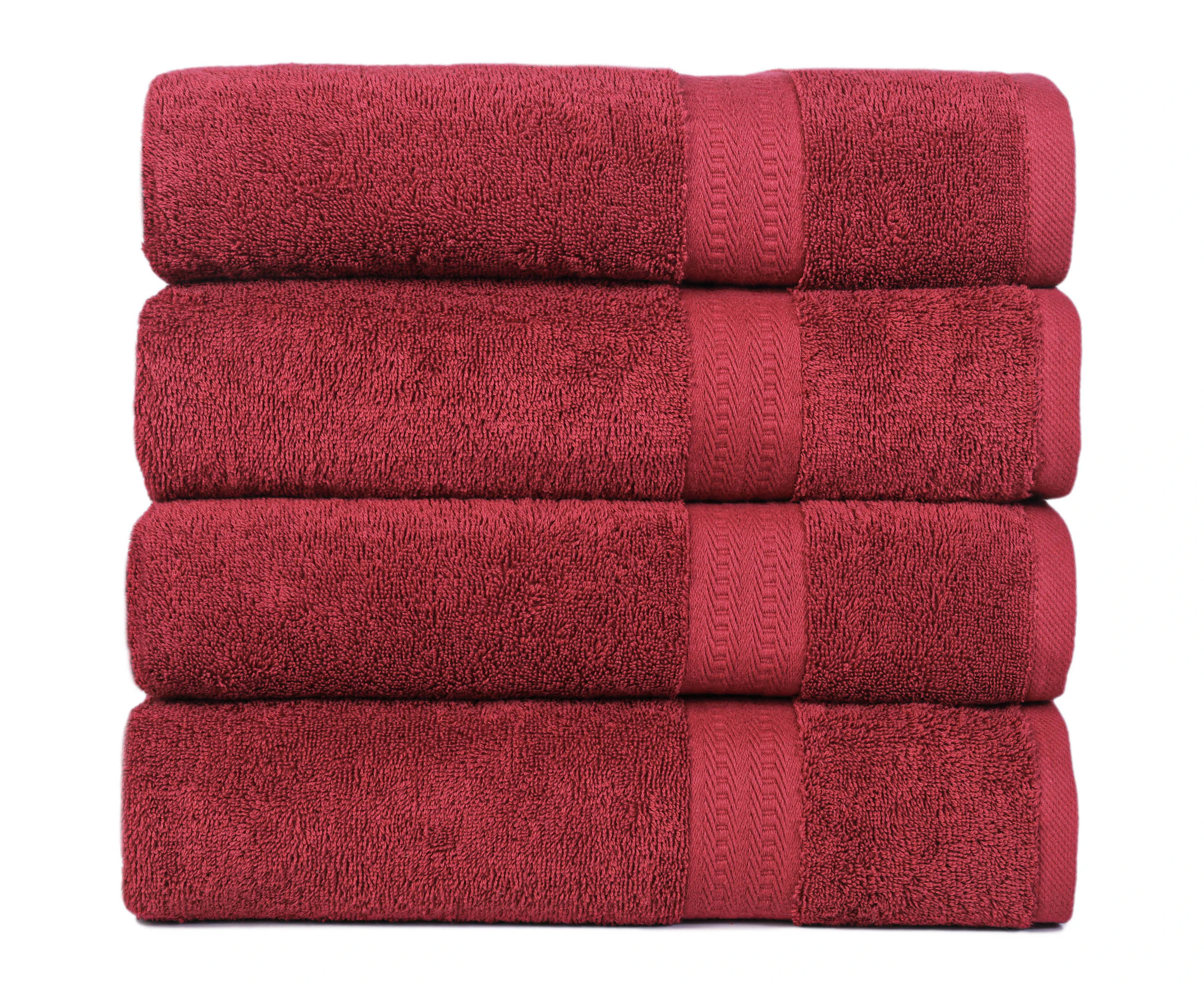 Eclat Bath Towels Set (Pack of 4) - Burgundy