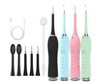 7 in 1 Sonic Electric Dental Calculus Scaler USB Charger Toothbrush Portable Tartar Remover Teeth Whitening Stone Stains Cleaner - Green with 6 heads