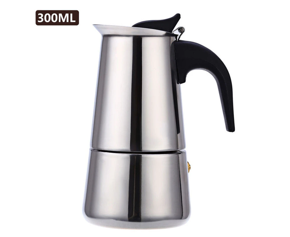 6 Cup 300ML Coffee Maker Percolator Pot Moka Stainless Steel Stove Top Espresso Italian Latte Camping