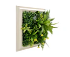 YES4HOMES 3D Green Artificial Plants Wall Panel Flower Wall With Frame Vertical Garden UV Resistant 33X33CM Flourishing Spring