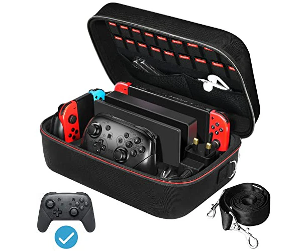 Multifunction Travel Carrying Storage Case for Nintendo Switch Console Pro Controller & Accessories - Black