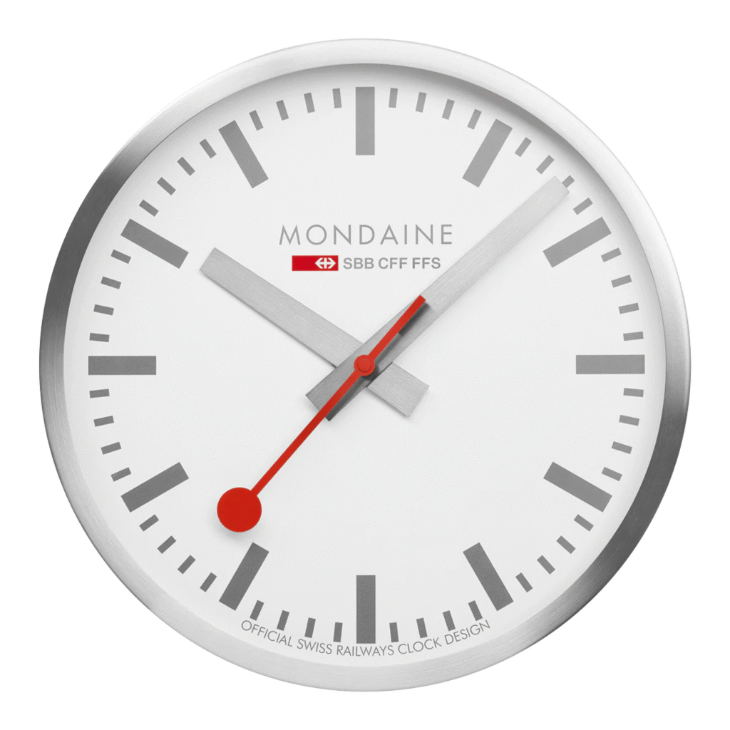 Mondaine Official Silver Pure Wall Clock 40cm