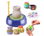 Educational Arts Craft Kids DIY Mini Machine Pottery Wheel With Self-hardening Fireing Free Clay And Paint Set