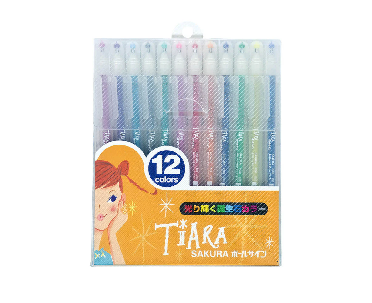 Sakura Ballsign Tiara pen (A.K.A. Gelly Roll Stardust) 12 colour set