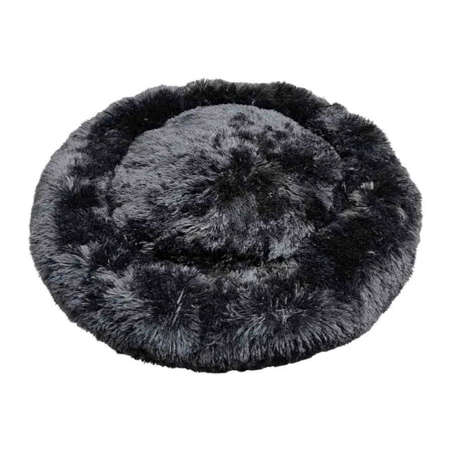 Snuggle Pals Calming Cuddler Faux Fur Plush Pet Dog Bed Black 120cm - Black