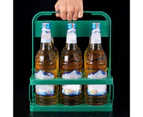 Beer Bottle Carrier Foldable Large Space 6 Holes Beverage Delivery Holder with Handle for Grubhub -Green - Green