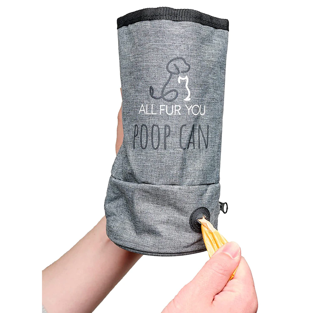 All Fur You Pet Dog Collapsable Washable Durable Poop Can Bag Grey